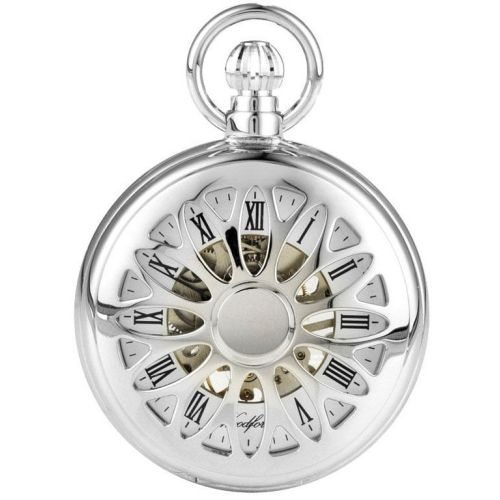 Chrome Plated 17 Jewel Mechanical Full Hunter Pocket Watch 1052