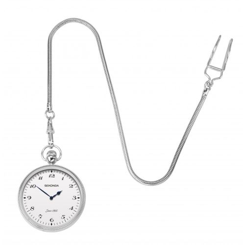 Stainless Steel Quartz Open Face Pocket Watch