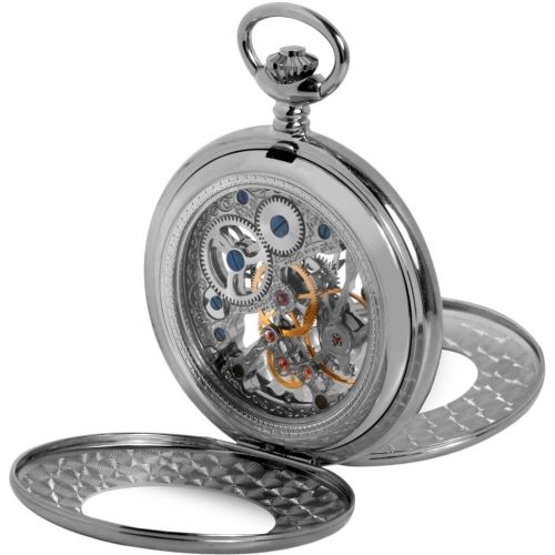 Chrome Half Double Hunter Mechanical Pocket Watch