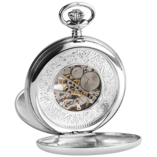 Sterling Silver Coronation Hallmarked Skeleton Double Hunter Pocket Watch