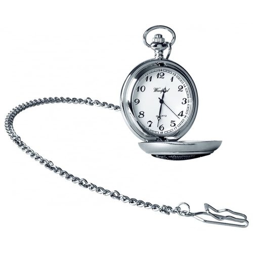 Full Hunter Shooting Chrome Pewter Quartz Pocket Watch