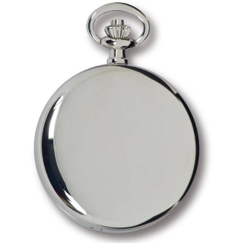 Silver Tone Moon Phase Half Hunter Quartz Pocket Watch