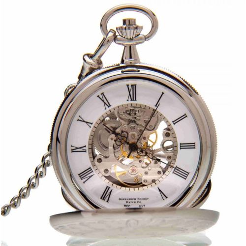 The Winchester - Chrome Pattern Double Hunter Mechanical Pocket Watch