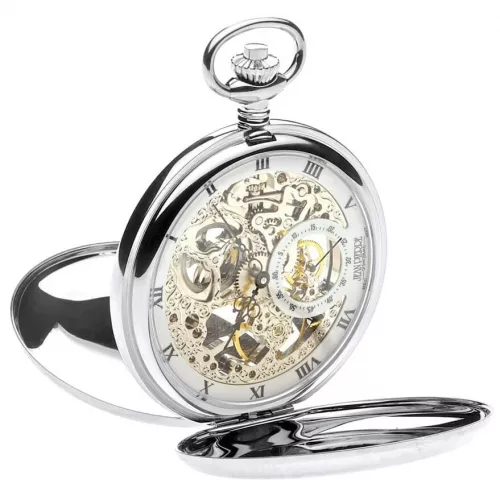 Polished Chrome Double Hunter Mechanical Pocket Watch