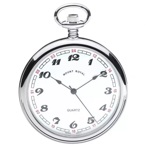 Quartz Open Face Chrome Plated Pocket Watch