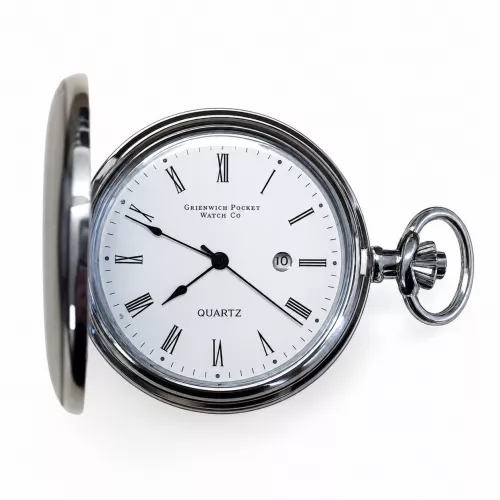 The Blenheim - Chrome Quartz Full Hunter Pocket Watch