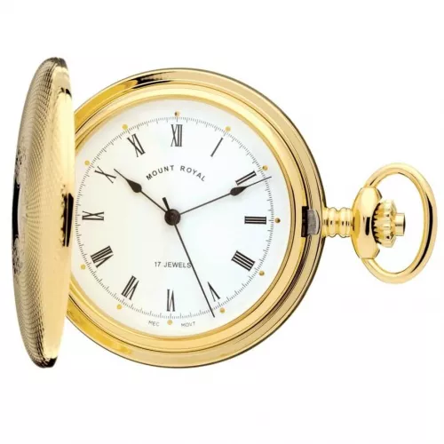 Gold Tone Mechanical Full Hunter Pocket Watch