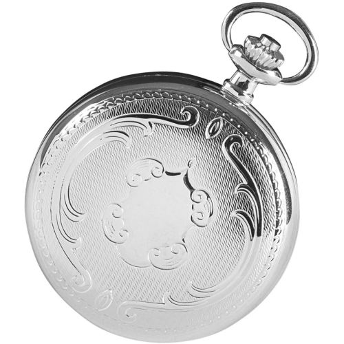 Chrome Plated Full Hunter Mechanical Pocket Watch With Engravable Shield