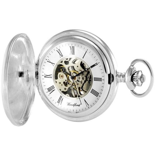 Sterling Silver Coronation Hallmarked Skeleton Full Hunter Pocket Watch