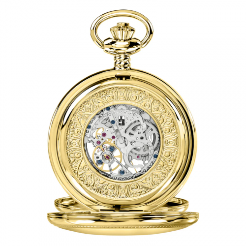 Heritage Gold Plated Mechanical Double Half Hunter Pocket Watch