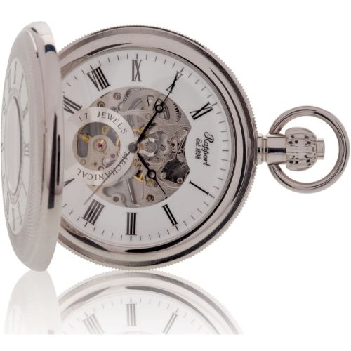 Silver Tone Double Half Hunter Mechanical Pocket Watch