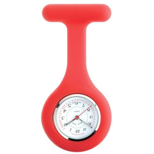 Red Rubber And Stainless Steel Fob Watch
