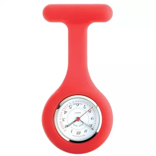 Red Rubber And Stainless Steel Fob Watch