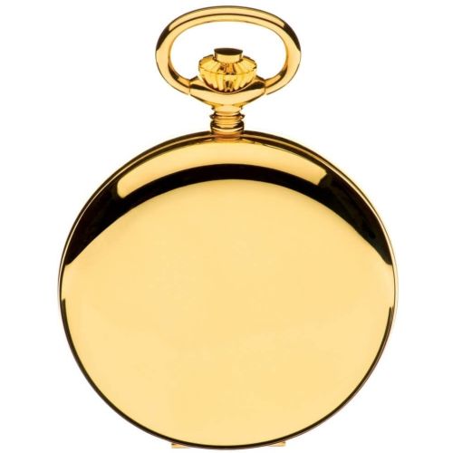 Gold Tone Half Hunter Mechanical Pocket Watch With White Face