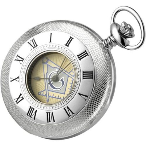 Sterling Silver Half Hunter Masonic Mechanical Pocket Watch