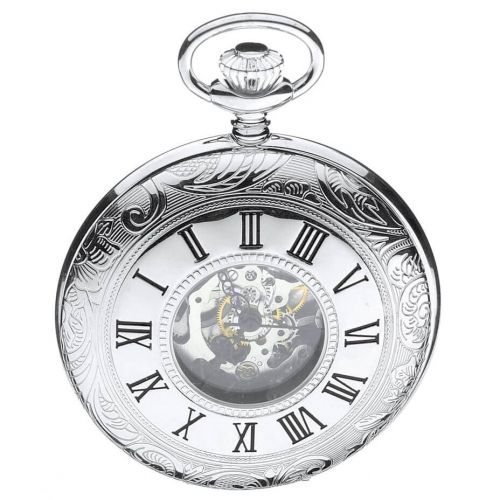 Half Hunter Sterling Silver Mechanical Pocket Watch