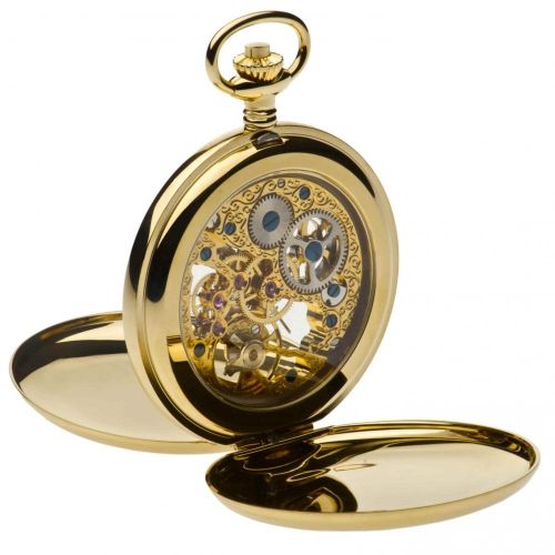 Gold Toned Mechanical Double Hunter Pocket Watch