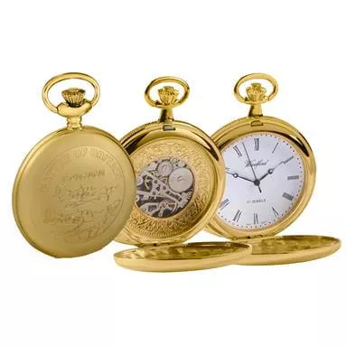 Gold Plated Battle Of Britain Double Hunter 17 Jewels Mechanical Pocket Watch