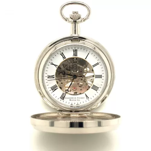 The Kew - Chrome Plated Photo Frame Mechanical Pocket Watch