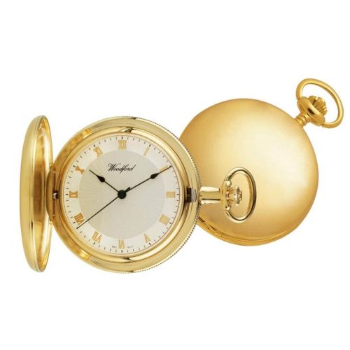 Polished Gold Plated Full Hunter Mechanical Pocket Watch