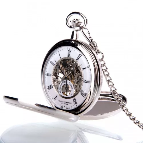 The St James - Chrome Mechanical Double Hunter Pocket Watch