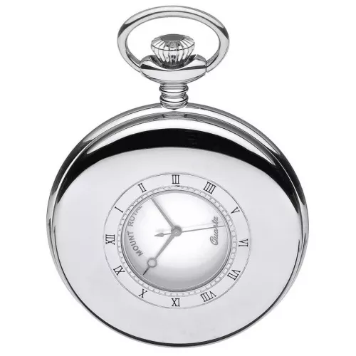 Polished Chrome Half Hunter Quartz Pocket Watch