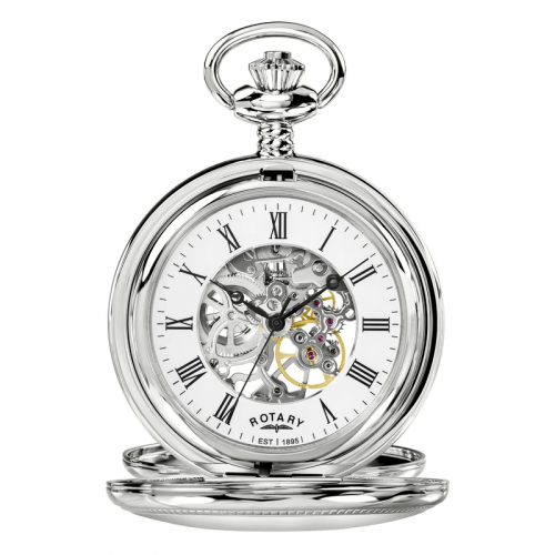 Heritage Chrome Half Double Hunter Mechanical Pocket Watch