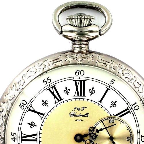 Gents Open Face Patterned Mechanical Pocket Watch