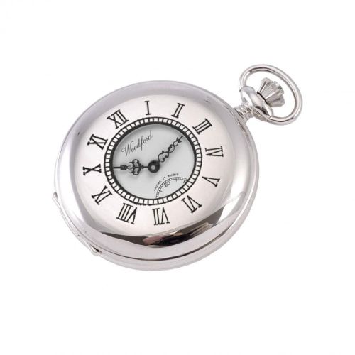 Chrome Plated Mechanical Half Hunter Pocket Watch 1011