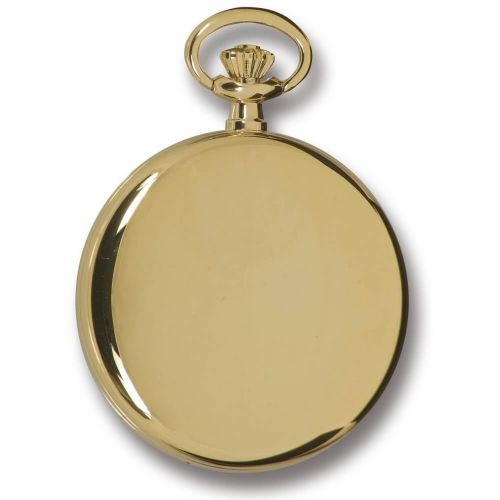 Gold Tone Moon Phase Half Hunter Quartz Pocket Watch