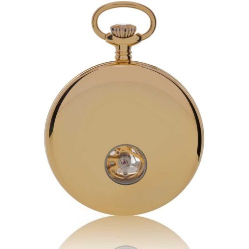 Gold Plated Mechancial 17 Jewel Mechanical Open Face Polished Pocket Watch