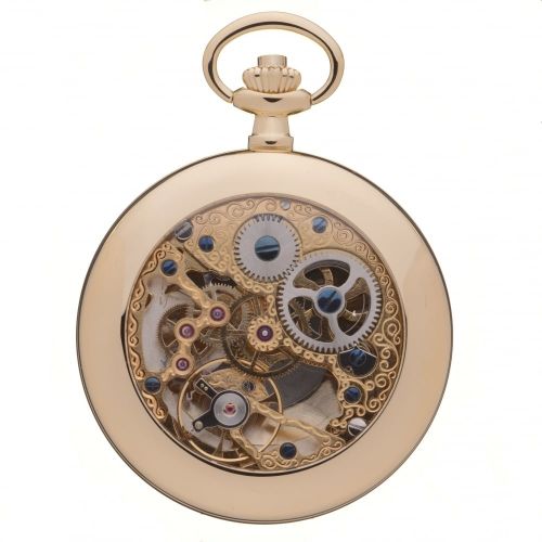 Gold Toned Half Hunter Mechanical Pocket Watch With Open Back