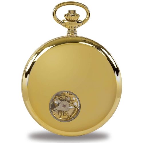 Gold Tone Double Half Hunter Mechanical Pocket Watch