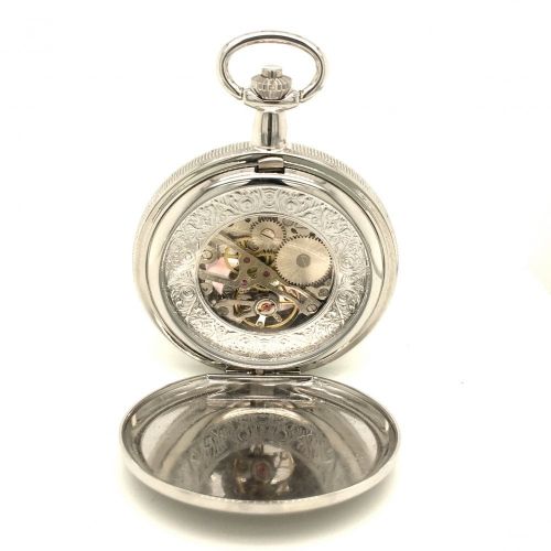 The Kew - Chrome Plated Photo Frame Mechanical Pocket Watch