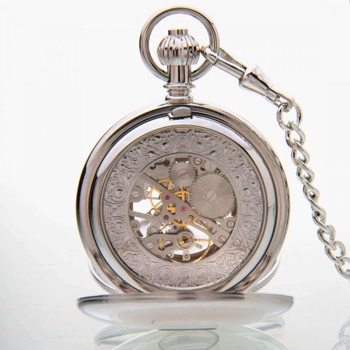 The Richmond - Chrome Mechanical Double Half Hunter Pocket Watch