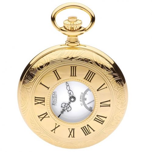 Gold Toned Half Hunter Mechanical Pocket Watch