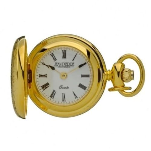 Gold Toned Full Hunter Quartz Pendant Watch