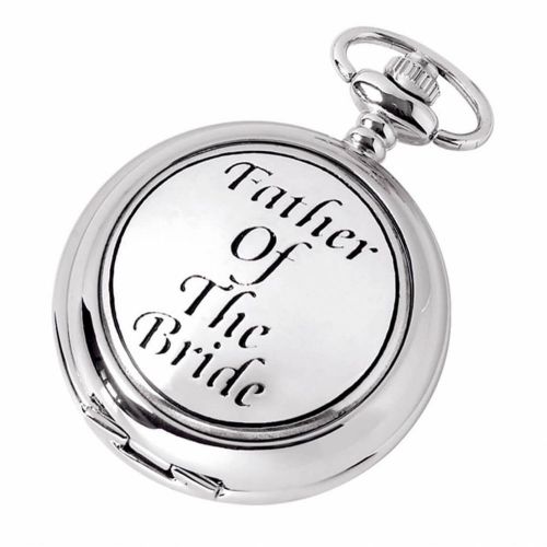 Father Of The Bride Quartz Full Hunter Chrome/Pewter Pocket Watch