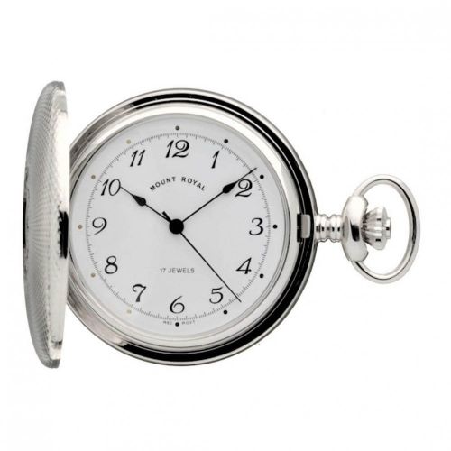 Chrome Polished 17 Jewel Full Hunter Mechanical Pocket Watch With