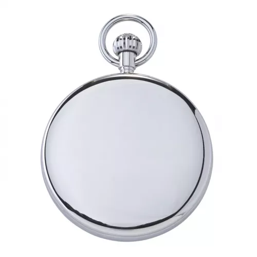 17-Jewel Mechanical Ice Blue Open Face Silver Pocket Watch