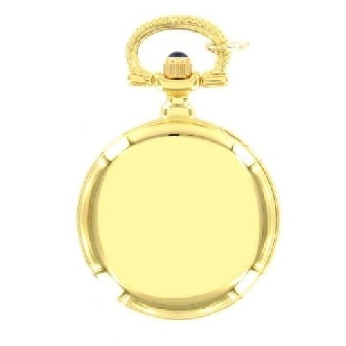 Gold Tone Open Faced Quartz Pendant Necklace Watch With Arabic Indexes