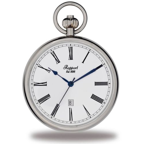 Quartz Open Face Silver Tone Pocket Watch