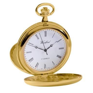 Gold Plated Battle Of Britain Double Hunter 17 Jewels Mechanical Pocket Watch
