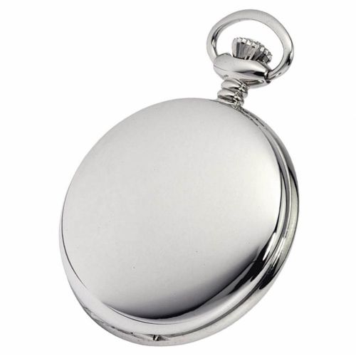 Chrome Plated 17 Jewel Swiss Mechanical Full Hunter Pocket Watch 1012