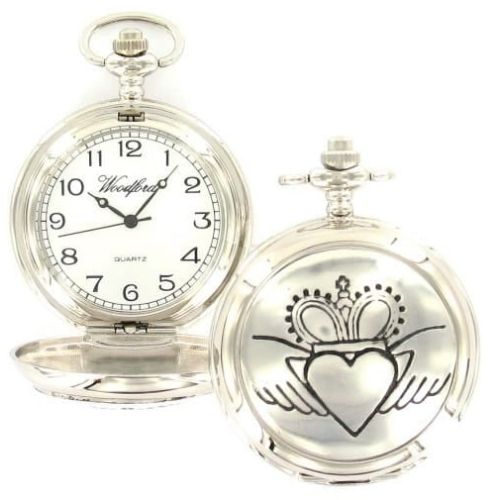 Claddagh Full Hunter Chrome/pewter Quartz Pocket Watch