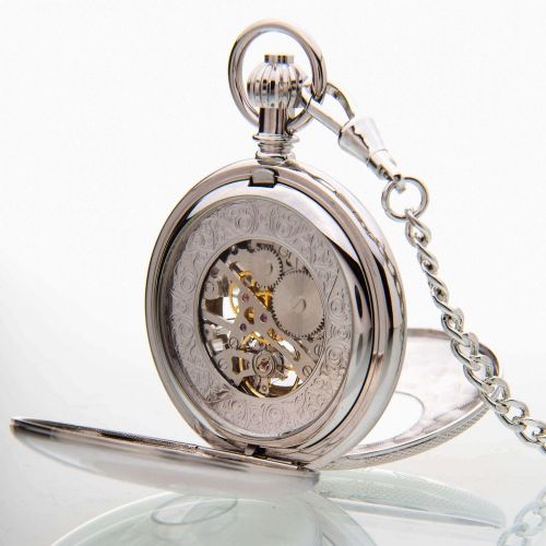 The Richmond - Chrome Mechanical Double Half Hunter Pocket Watch