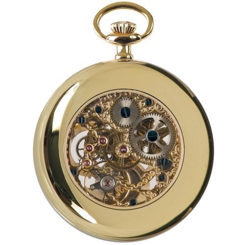 Gold Tone Open Face Mechanical Pocket Watch