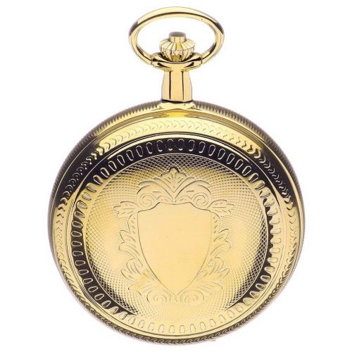 Gold Tone Mechanical Double Hunter Pocket Watch With Roman Indexes