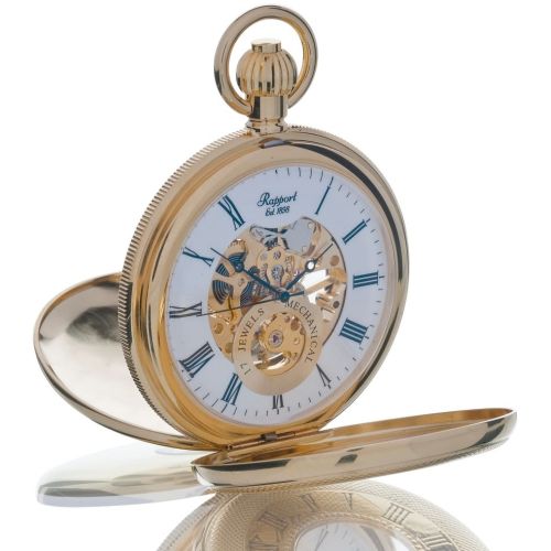 Gold Tone Double Half Hunter Mechanical Pocket Watch