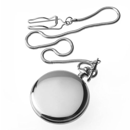 Half Hunter Stainless Steel Quartz Pocket Watch